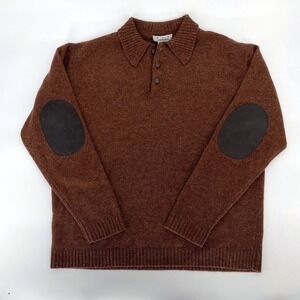 Ron Chereskin Wool Sweater Womens XL Brown Elbow Patch Grandpa Academia Grunge